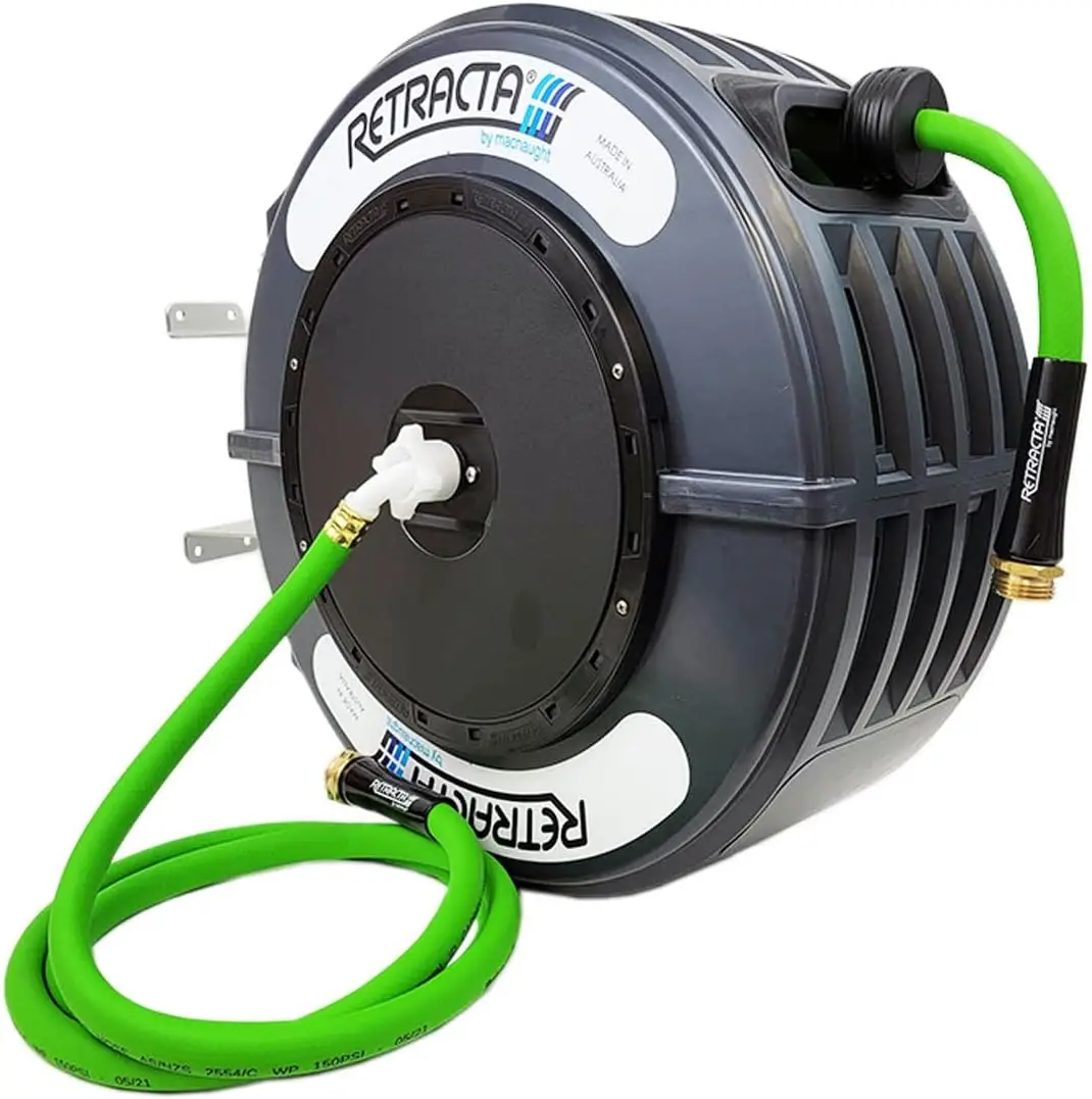 Retractable Garden Hose Reel, 60 Ft Water Hose Reel Heavy Duty Retractable Hose with Metal 180° Swivel Rotation Bracke