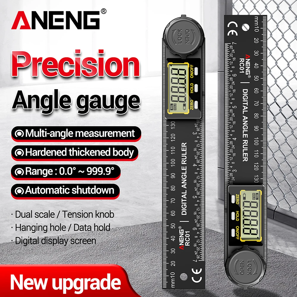 ANENG High-Precision 360° Digital LCD Angle Ruler Protractor Angle Finder Woodworking Tools for Room Inspection and Measure