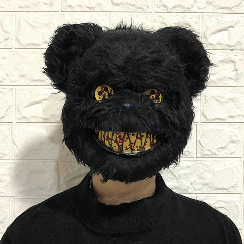 Bloody Plush Bear Mask Halloween Ghost Festival Mask Realistic Bloody Bear Headgear Performance Prop Halloween Horror Mask