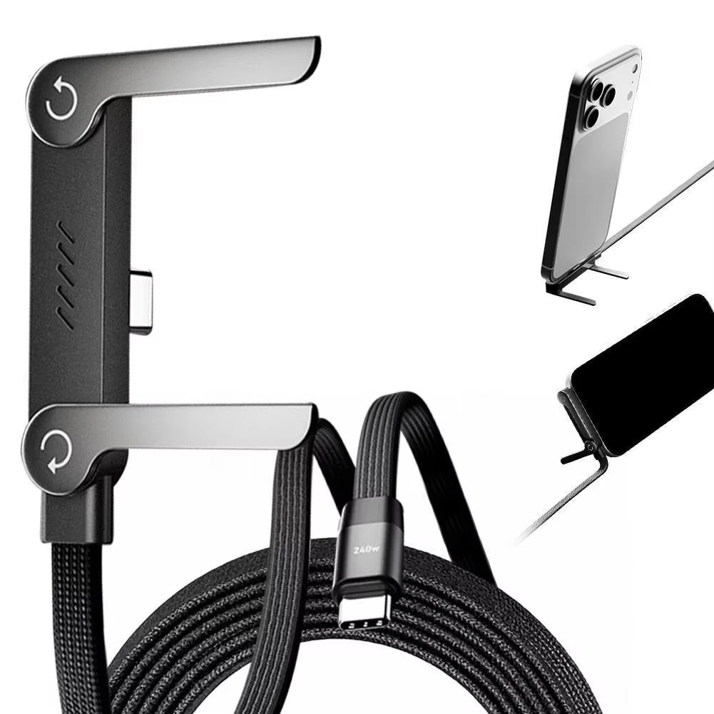 Foldable Charging Cable with Integrated Phone Stand 240W Fas
