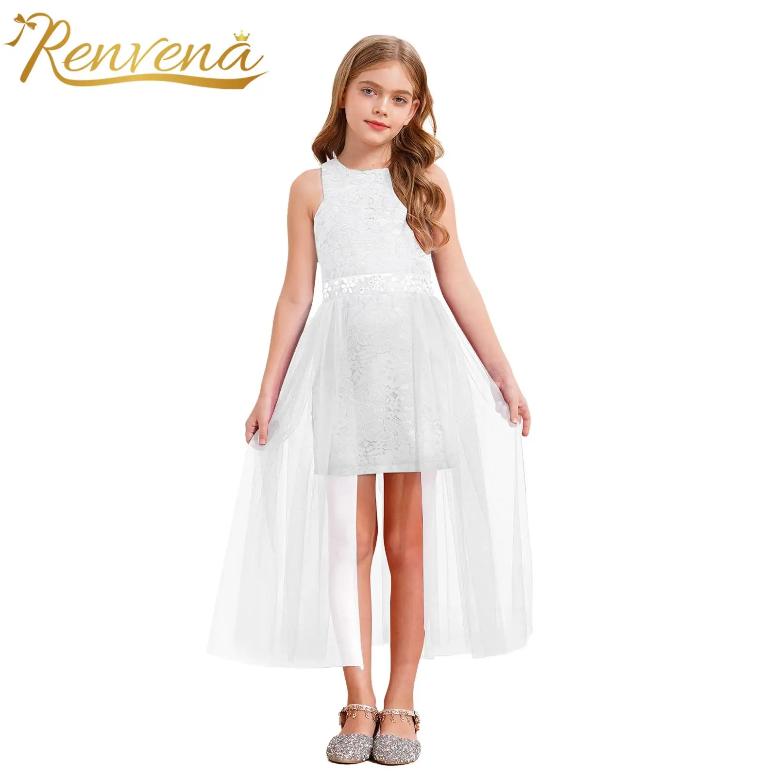 

2025 Flower Girl Dresses Children Children Baptism Tulle Lace Dress for Formal Occassions Pageant Costumes Wedding Party Dress