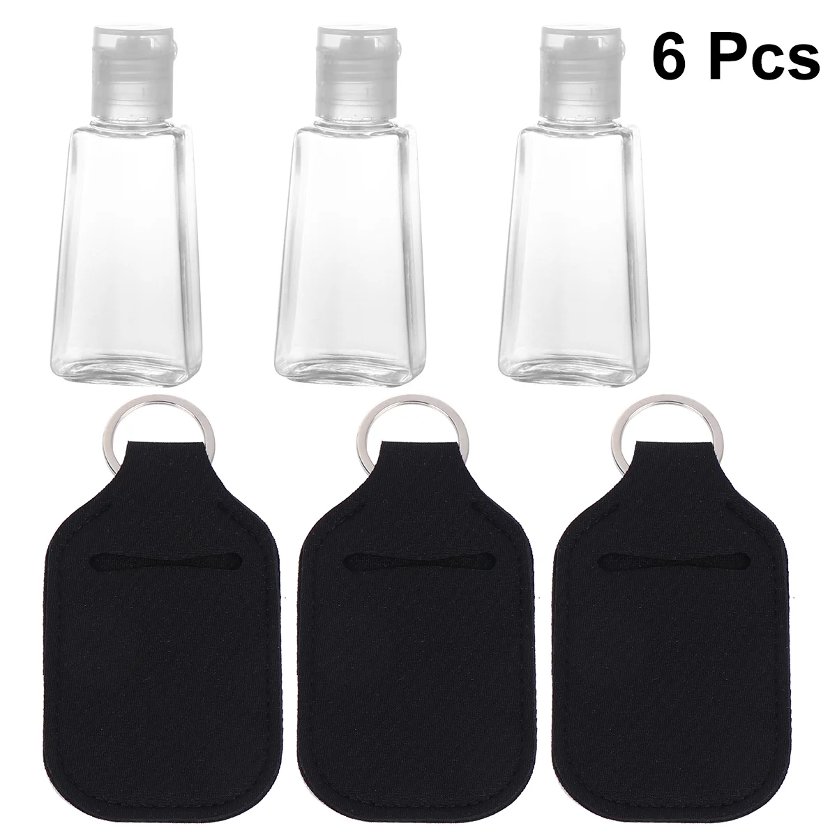 6PCS 30ml Travel Perfume Bottles Keychain Covers Neoprene Cases Portable Empty Storage Containers for Cosmetics for On