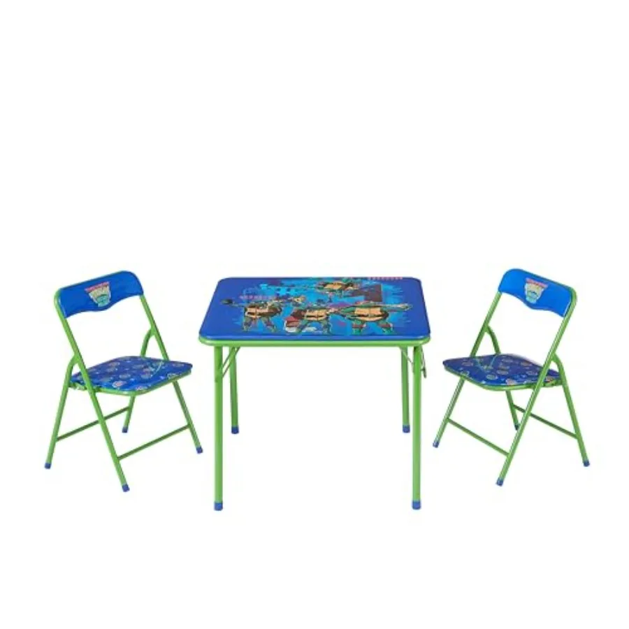 Idea Nuova Teenage Mutant Ninja Turtles 3-teiliges Aktivitäts-Set mit quadratischem Tisch und 2 Klappstühlen, entworfen für Kinder ab 3 Jahren