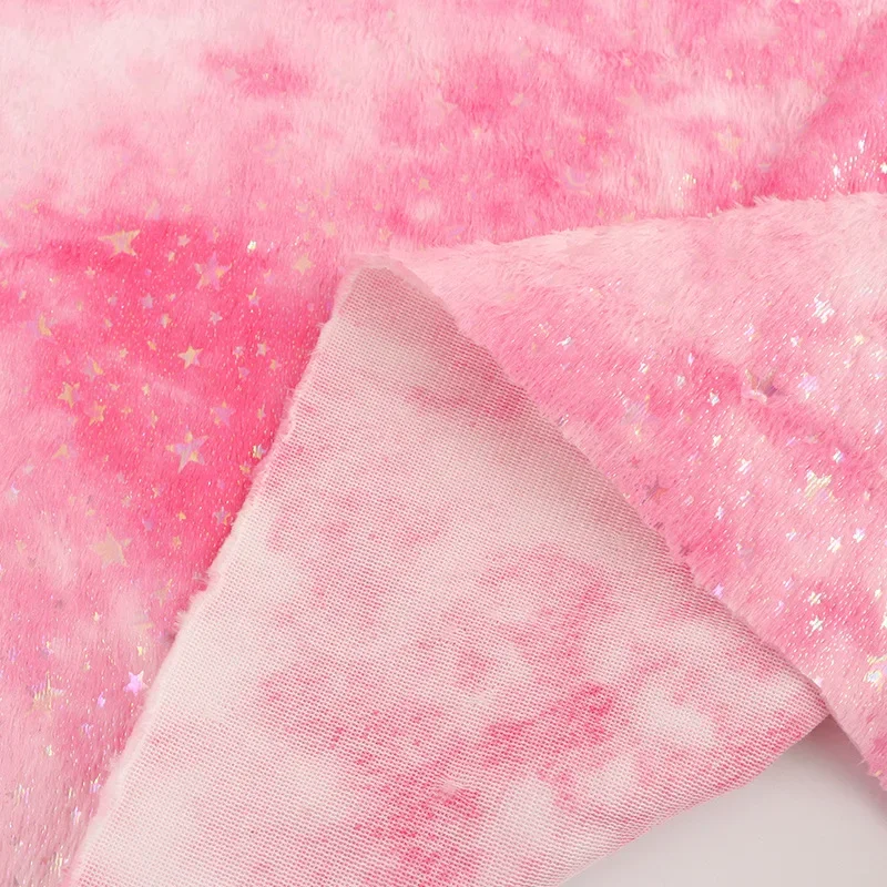 Tie-dye Rabbit Fur Small Star Quilted Flannelette Home Textile Knit Fabric For Clothing Pillows Shoes Hats