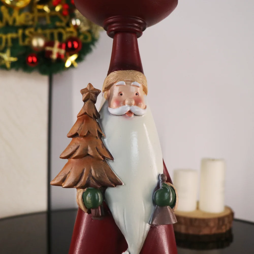 Amerikanischer Stil Harz-Weihnachtsmann-Ornamente Weihnachtsdekoration Kerzenhalter Heimparty Feiertagszubehör Atmosphärenschöpfer Geschenke – Detail 7