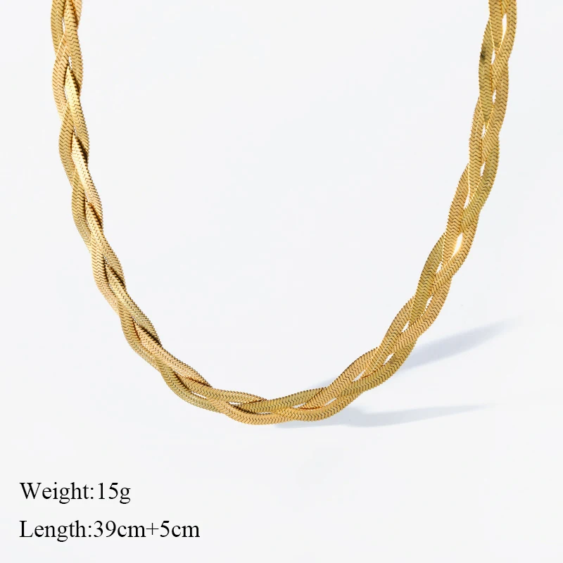 EILIECK 316L Edelstahl-Ketten Halskette Armband für Damen Mode Goldfarben Wasserdichtes Schmuckset Geschenk Party-Accessoires – Detail 14
