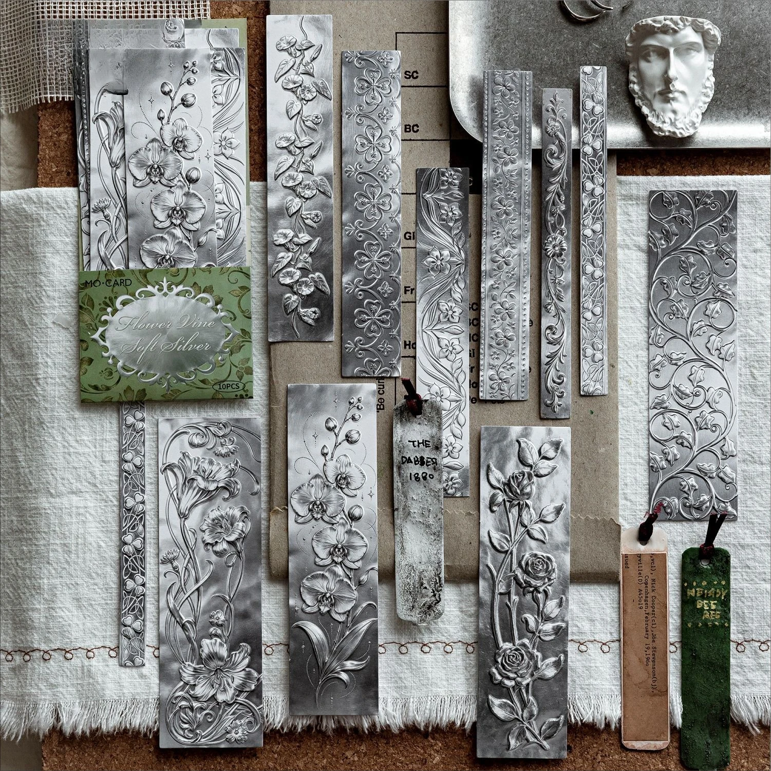 Vintage Silver Flower Pattern Landscape Sticker Creative DIY Journal Material Collage Scrapbooking Stationery
