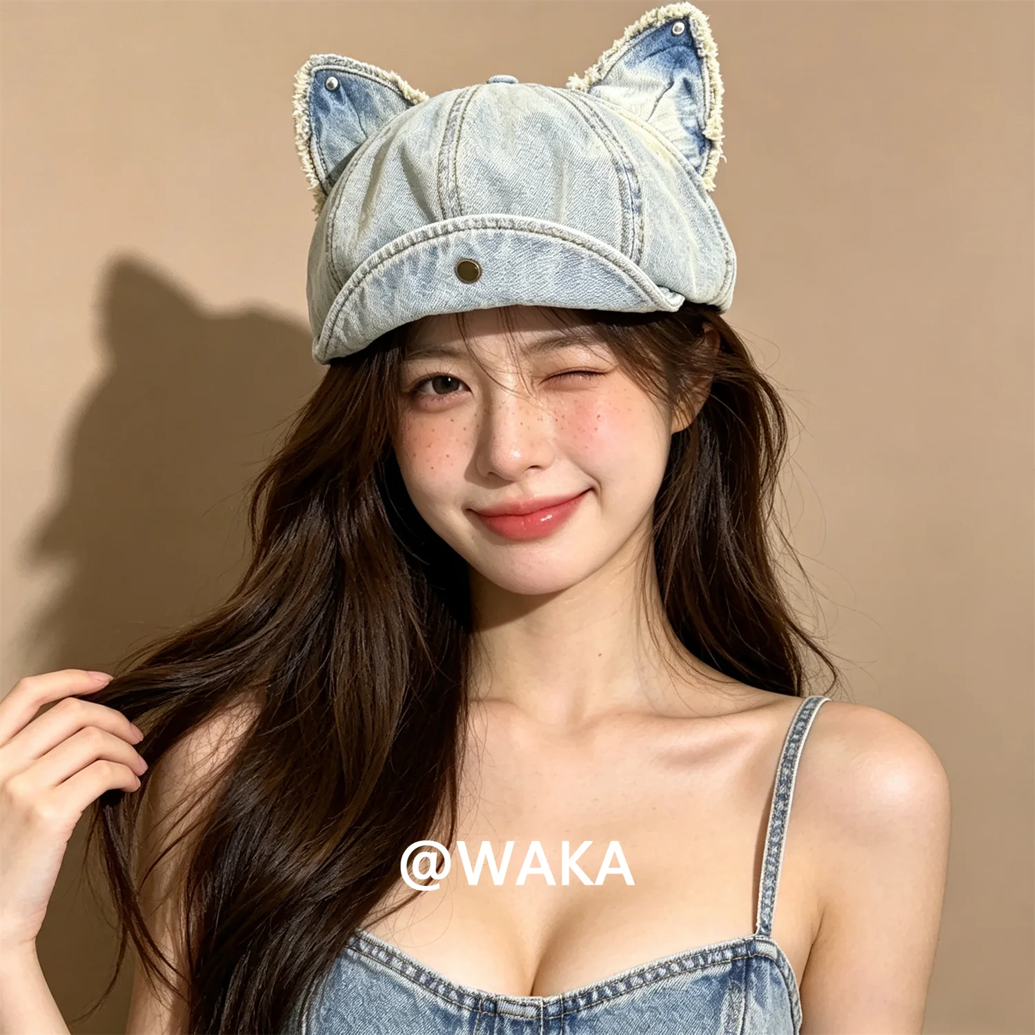 waka-y2k-cat-ear-denim-baseball-cap-for-men-women-frayed-washed-casual-streetwear-octagonal-beret-hat
