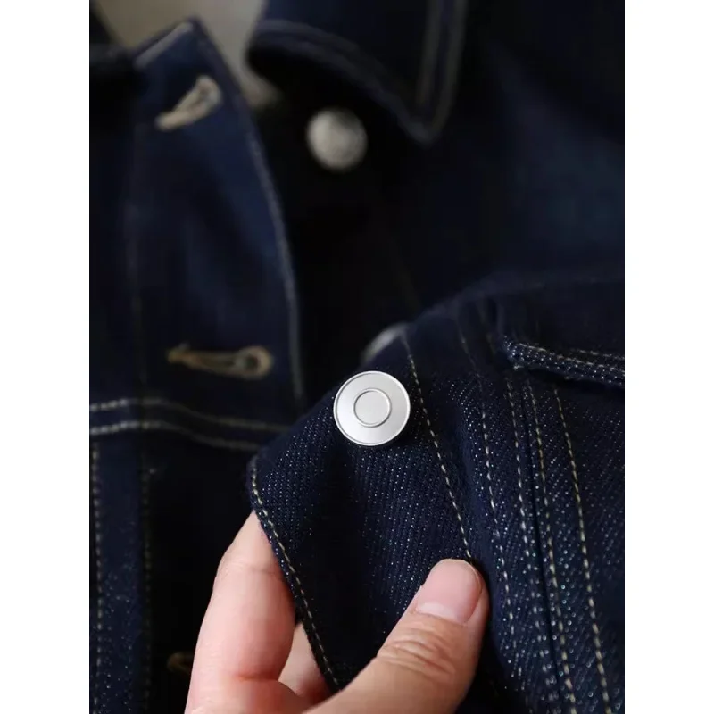 Retro prošívaná barevná bloková krátká tenká džínová bunda pro ženy, jaro, podzim, bavlněné pracovní oblečení, zeštíhlující studentský top - náhled 4