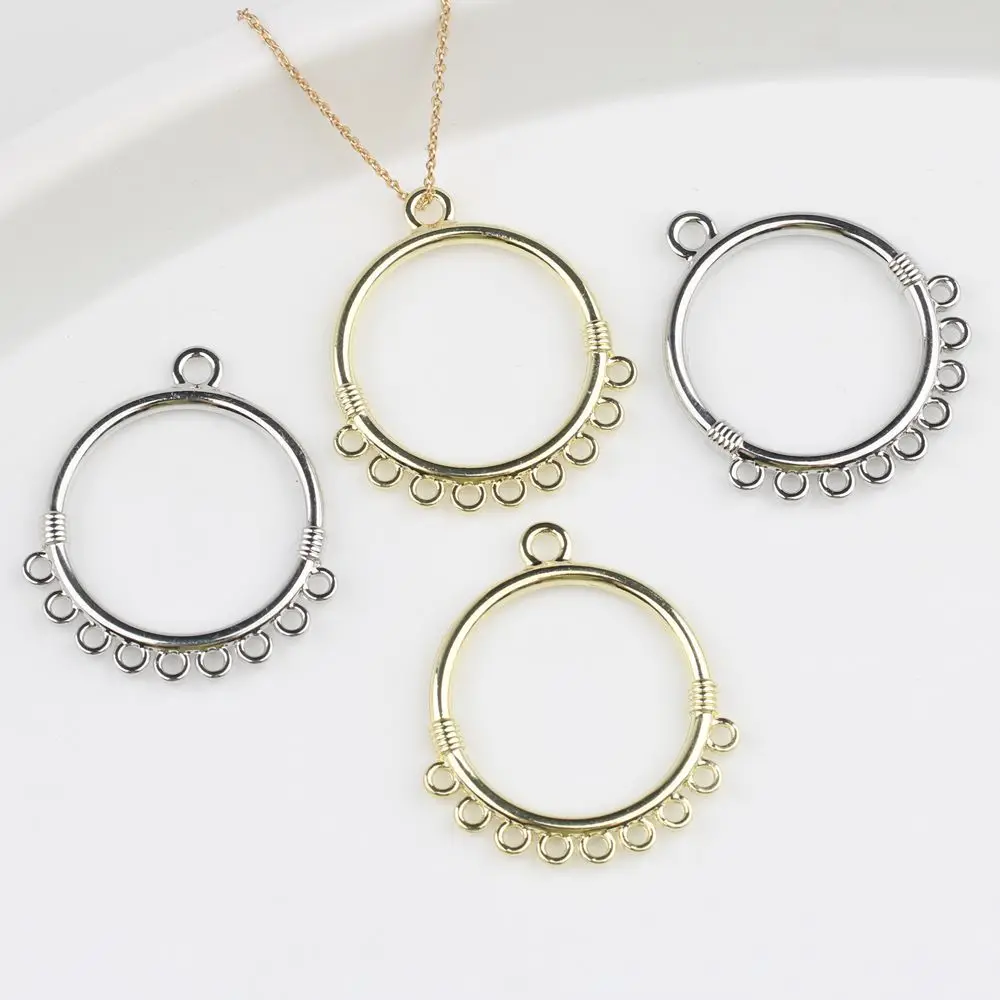 

10Pcs/lot Simple Alloy Round Multi Drop Connector Pendant DIY Jewelry Making for Bracelets Necklaces Earrings