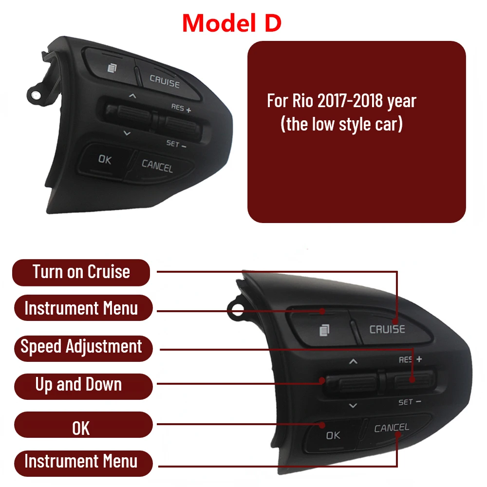 Multifunction Steering Wheel Button For Kia RIO 2017-2021 X-LINE K2 RIO 4 Cruise Control Remote Volume Bluetooth Car Switches