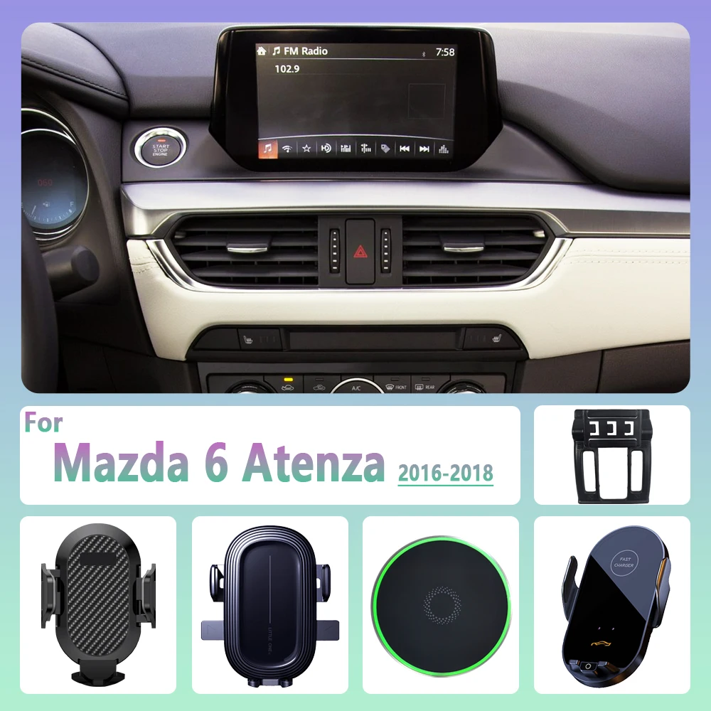 

Автомобильный держатель для телефона Mazda 6 Atenza 2016 2017 2018, магнитный держатель для телефона с беспроводной зарядкой, автомобильные аксессуары для поддержки Magsafe