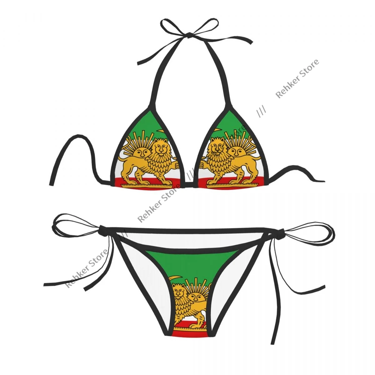 

Sexy Bikini Tricolour Flag Of Iran Swimsuit Women Swimwear Set Bathing Suit Beach Wear