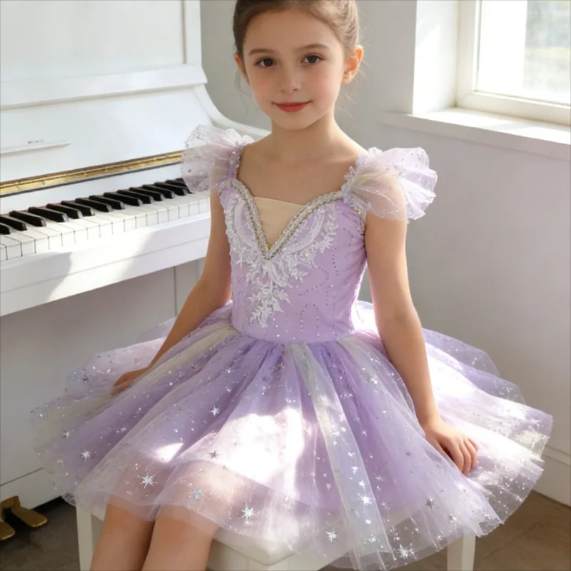 カラフルな幼稚園の赤ちゃん用ダンススカート、パフォーマンス、リサイタル、ダンスチュチュ、バレエ、女の子用リトルスワンダンスコスチューム