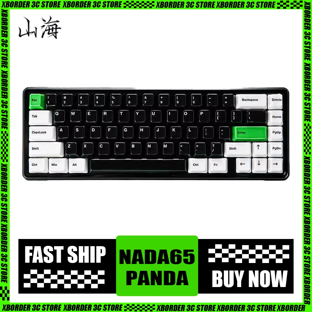 Original Nada65 Panda Mechanical Keyboard Ceramic Keycaps Three Mode Wireless Gaming Keyboard Rgb Gasket Pc Gamer Accessories