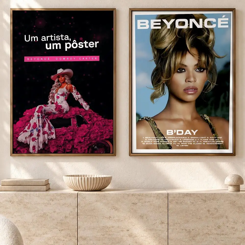 Legendary Singer Beyonce Poster Art  Self-Adhesive No Glue Dorm Wall  Waterproof Coffee House Art Sticker