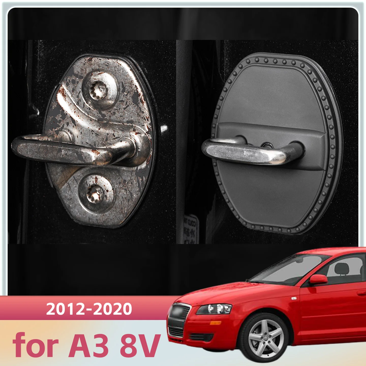 2/4 قطعة سيليكون قفل باب السيارة غطاء حماية الديكور الحال بالنسبة لأودي A3 8 فولت 2012 2013 2014 2015 2016 2017 2018 2019 2020 #1