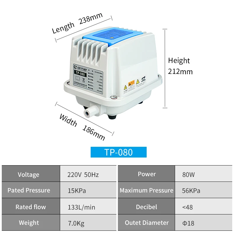 Aquarium Air Pump, 4000L/H Aerator, Biofloc Fish Farm, Hydroponic Air Compressor, Diaphragm Pump, Silent Oxygen Generator