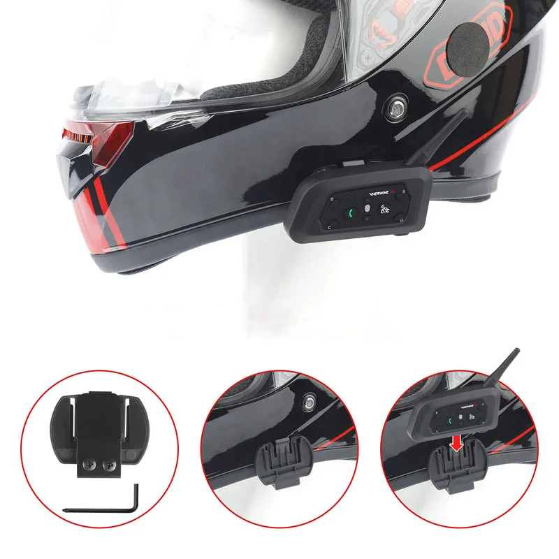 2Pcs V6 Bluetooth Motorhelm Intercom Headset Zwart Bt Interphone Communicator Voor 6 Riders Waterdichte Communicator