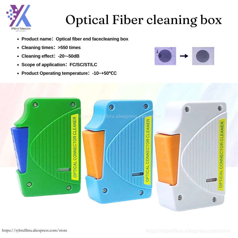 

SC/FC/LC/ST Fiber Wiping Tool Optical Fiber End Face Cleaning Box Pigtail Cleaner FTTH Optic Fiber Cleaner Tools