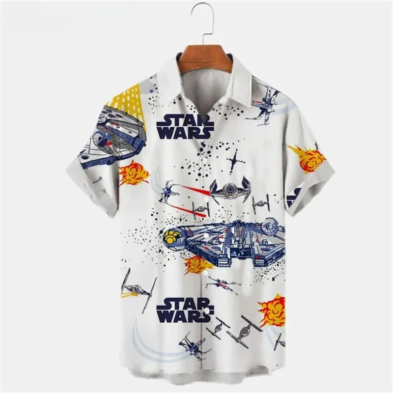 3D Printed Cool Mecha Aloha Shirt For Men Space Fight Pattern Blouse Summer Loose Short Sleeve Lapel Tops Hawaiian Shirts