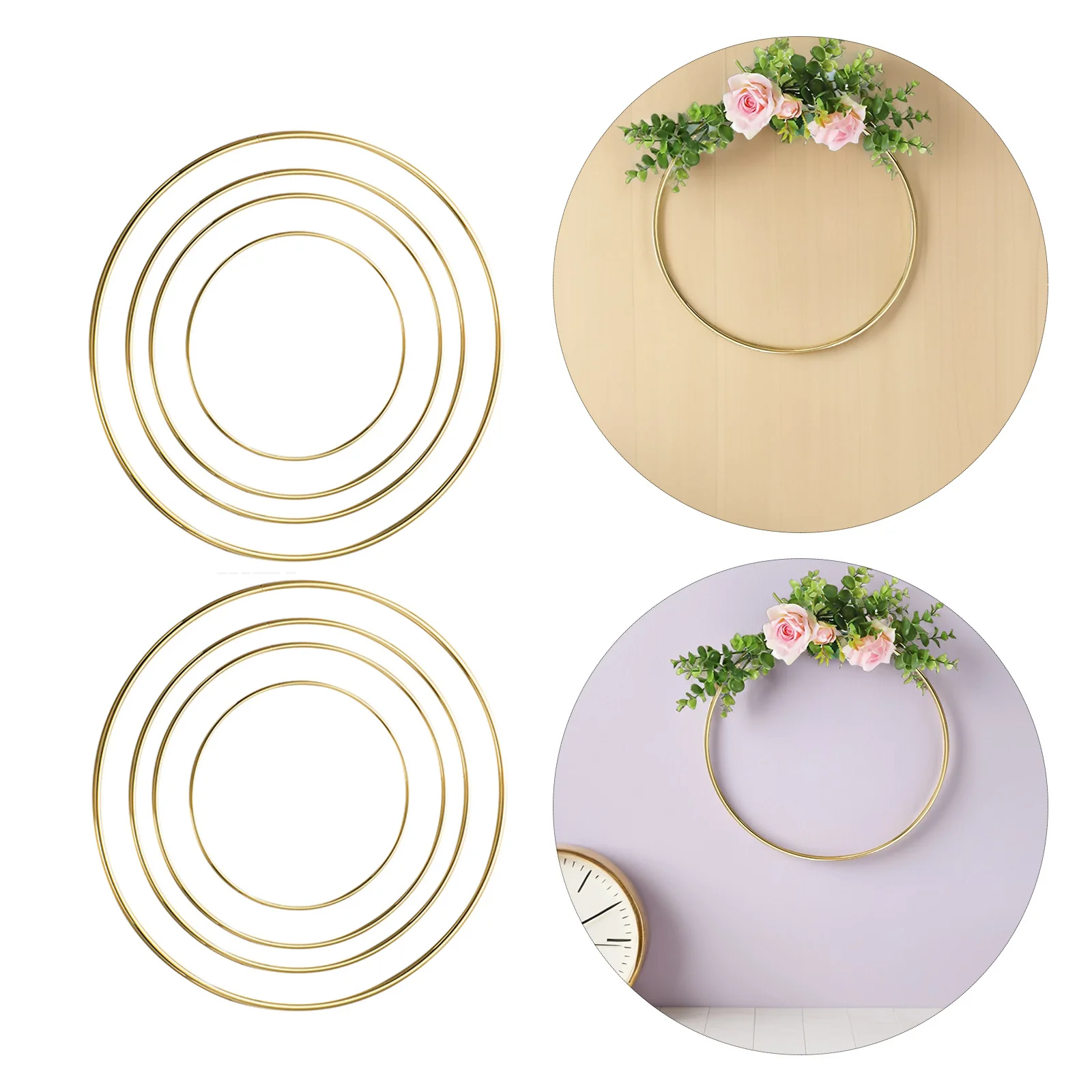 

8pcs Golden Iron Rings For Crafts Metal Craft Hoops Durable Round Rings Dream Catcher Diy Wreath Ring Floral Hoop Macrame