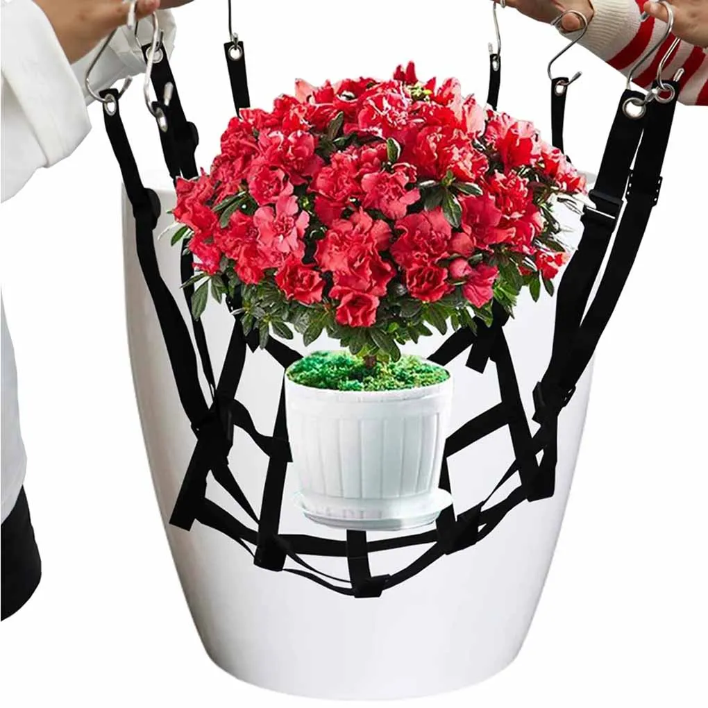 

40x40cm Planter Lift Insert Net Djustable Height Plant Lift Net Hanger With 8 Hooks For Plant Flower Pots Containers