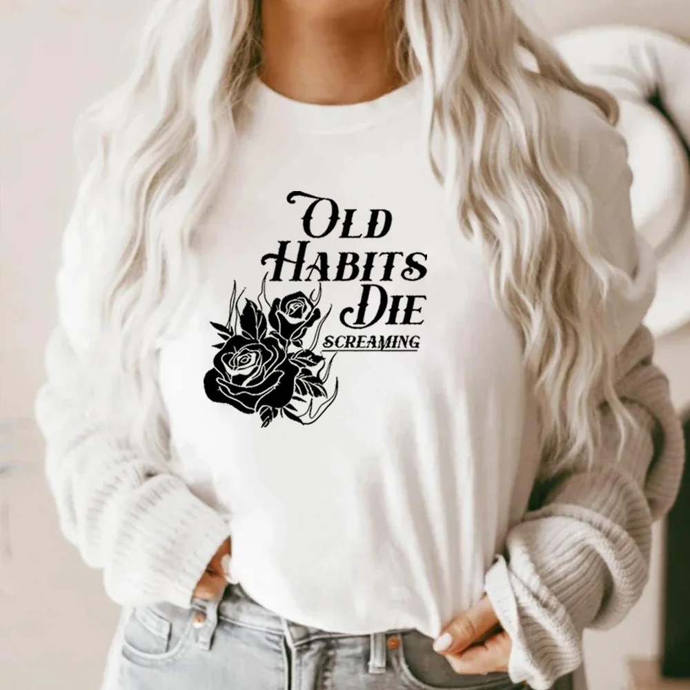 Music Album tshirt Old Habits Die Screaming The Tortured Poets Department Black Dog TTPD Tee Women's Graphic Top Casual shirt