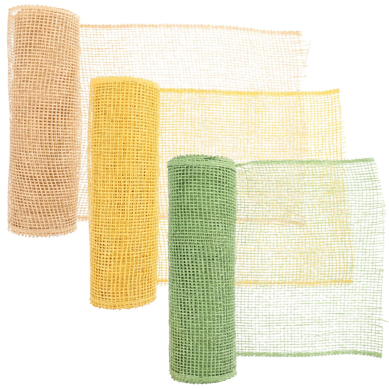 

3 Pcs Plastic Mesh Decorative Packaging for Wreaths Wedding Gift Poly Burlap Flower Bouquet Wrapping Green