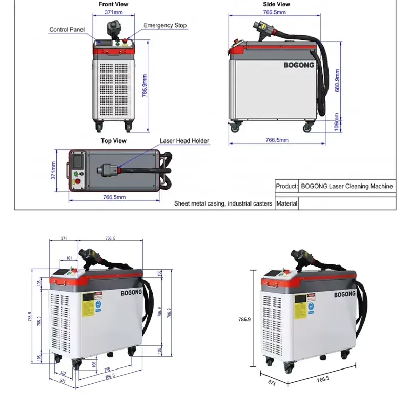 500W Air-Cooled Pulsed Cleaning Machine for Automotive Marine Aerospace Mold | Industrial Rust Paint Cleaner
