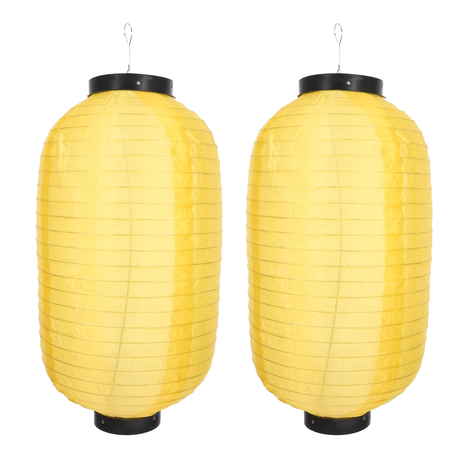 

2Pcs Waterproof Silk Lanterns 45x25cm Golden Yellow 10Inch Japanese Style Decorative Hanging Lanterns Home Festivals Restaurant