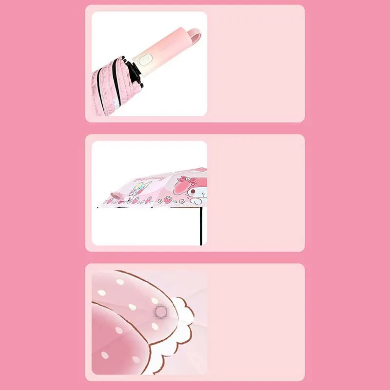 Licensed Sanrio My Melody Automatic Foldable Umbrella Black Coating UV Protection Sun Rain Dual Use Portable Daily Birthday Gift - view 5