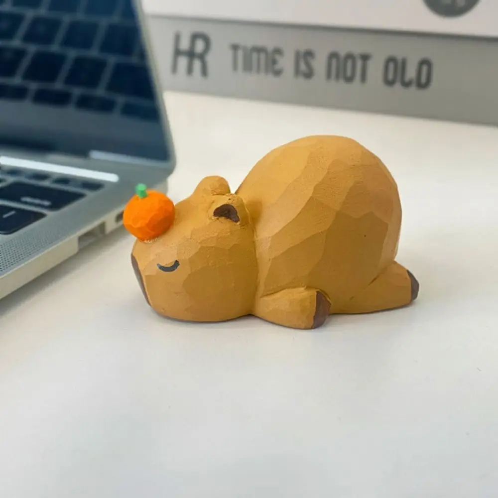 Keychain Carving Capybara Ornament Crafts Figure Capybara Animals Ornament Small Cartoon Simulation Capybara Model Children Toys