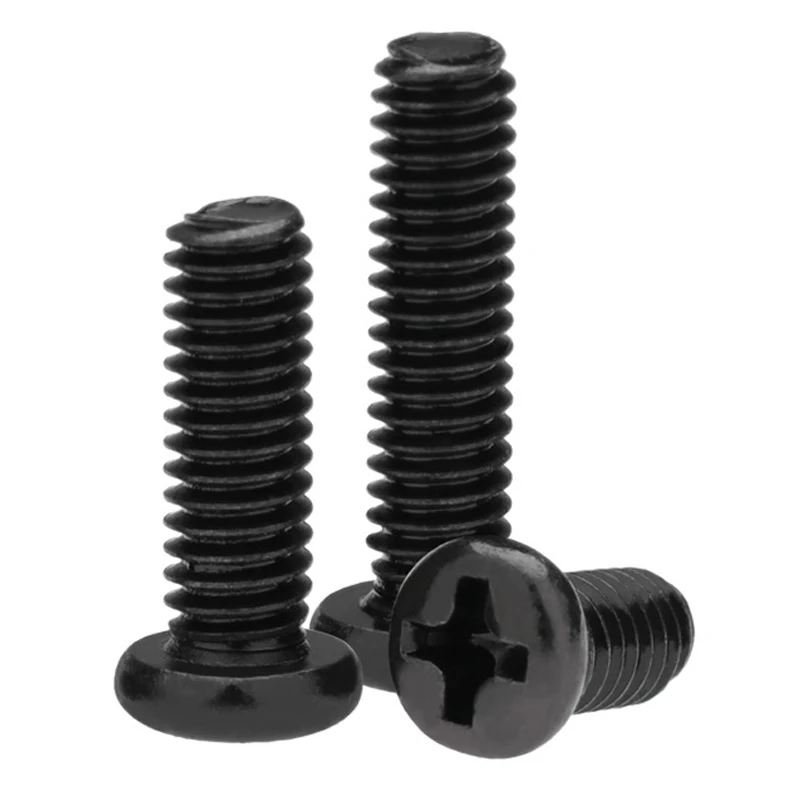 50/ 100pcs Black Round Head Cross Screw M1 M1.2 M1.4 M1.6 M1.7 M2 M2.5 Recessed Phillips Pan Head Electronic Small Screw DIN7985