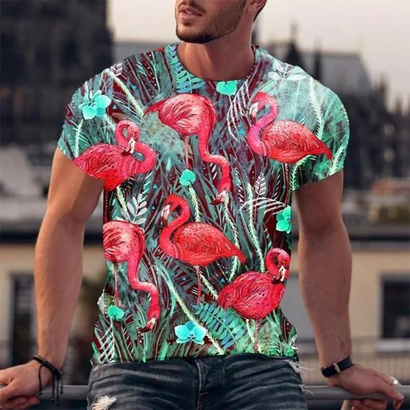 3D Printed Flamingo Animals T Shirt Men's Funny Pattern Tees Summer Harajuku Round Neck Tops Oversized Short Sleeves T-Shirts #4