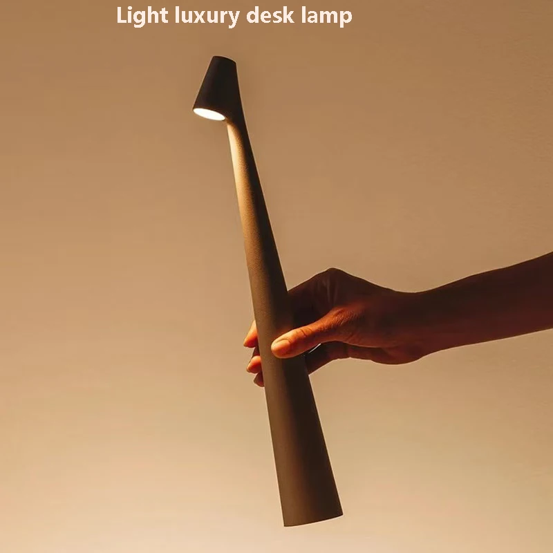 Tri Color Dimming Luxury Reading Desk Lamp, Rechargeable Bedroom Bedside Table Ambient Light, Decorative Portable Light