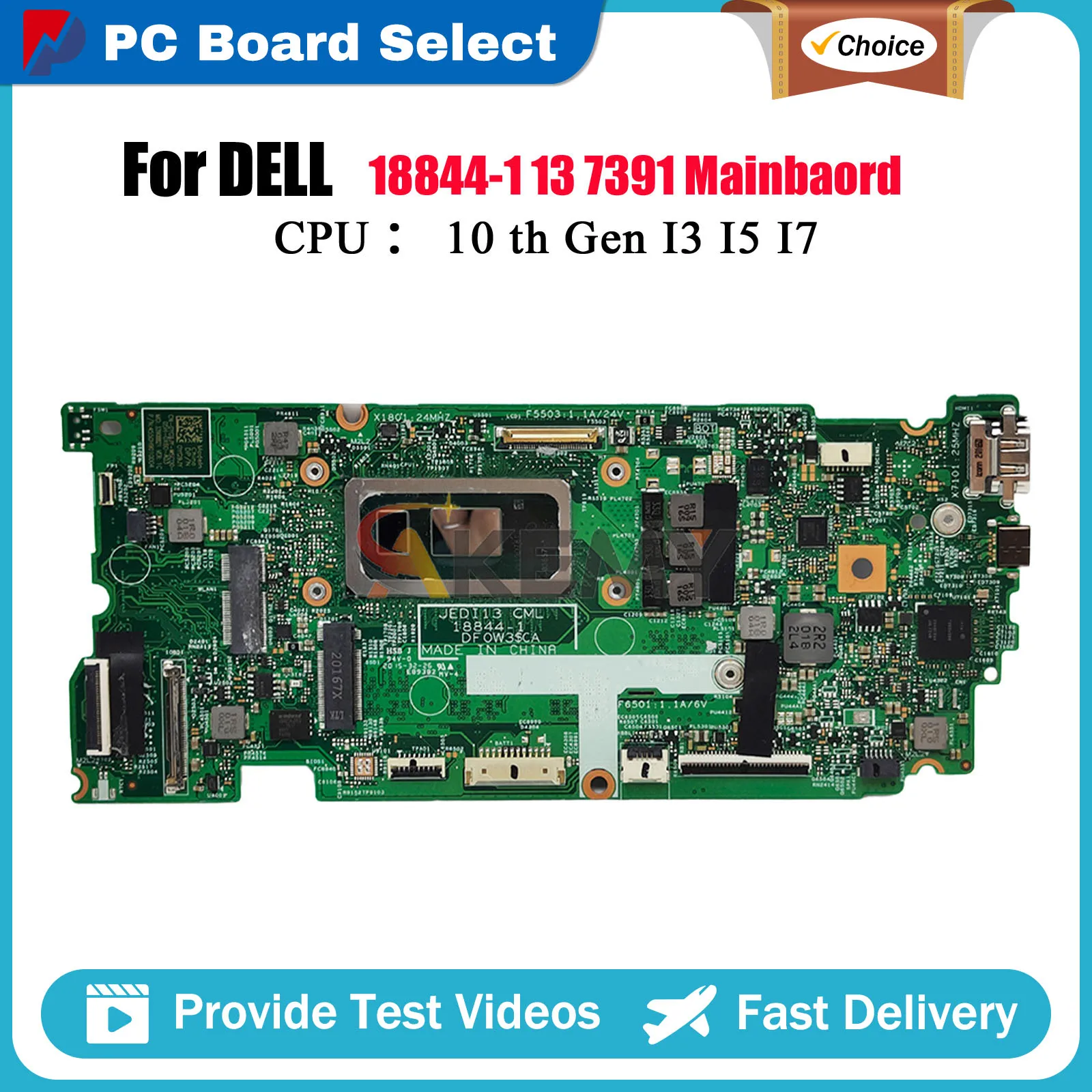 

Laptop Motherboard For Dell Inspiron 13 7391 2n1 18844-1 with i5 i7 CPU CN-0PKNWK 0YG9JY 0HF90F 100% Full Tested