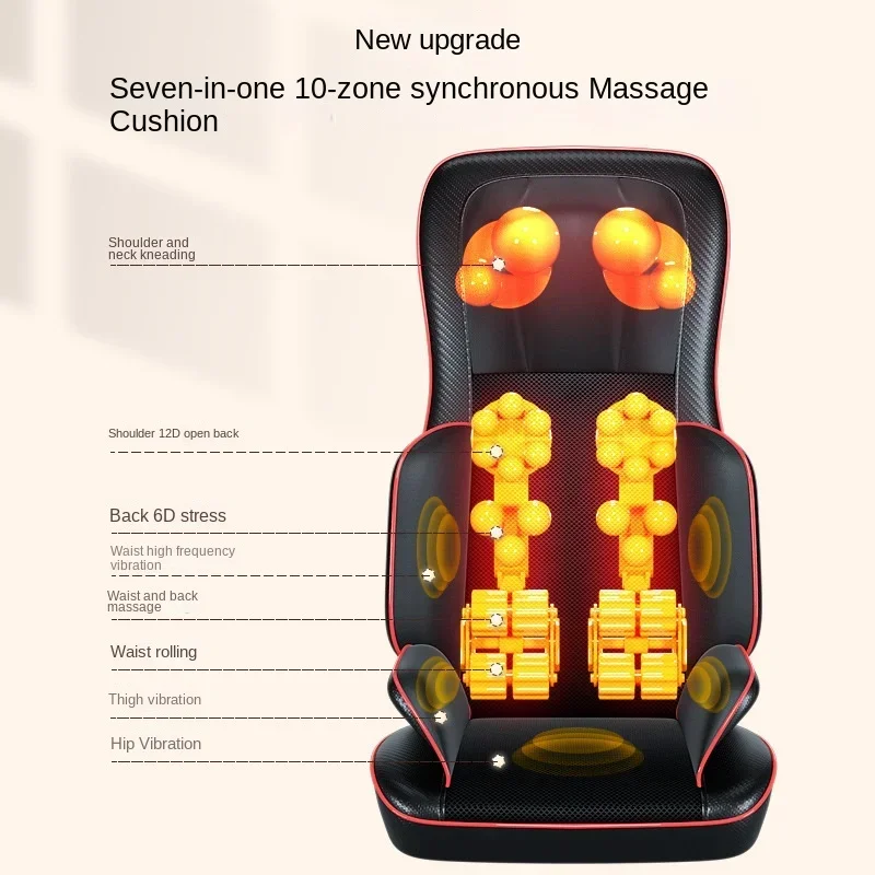 Multi-functional Massager - Neck, Back, Waist Relief Cushion, Vibration Hot Compress, Full Body Massage with Split Design