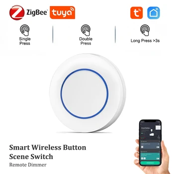 Tuya ZigBee 푸시 단추 무선 스마트 장면 스위치 컨트롤러, 배터리 구동 자동화 시나리오, Tuya 장치와의 연결