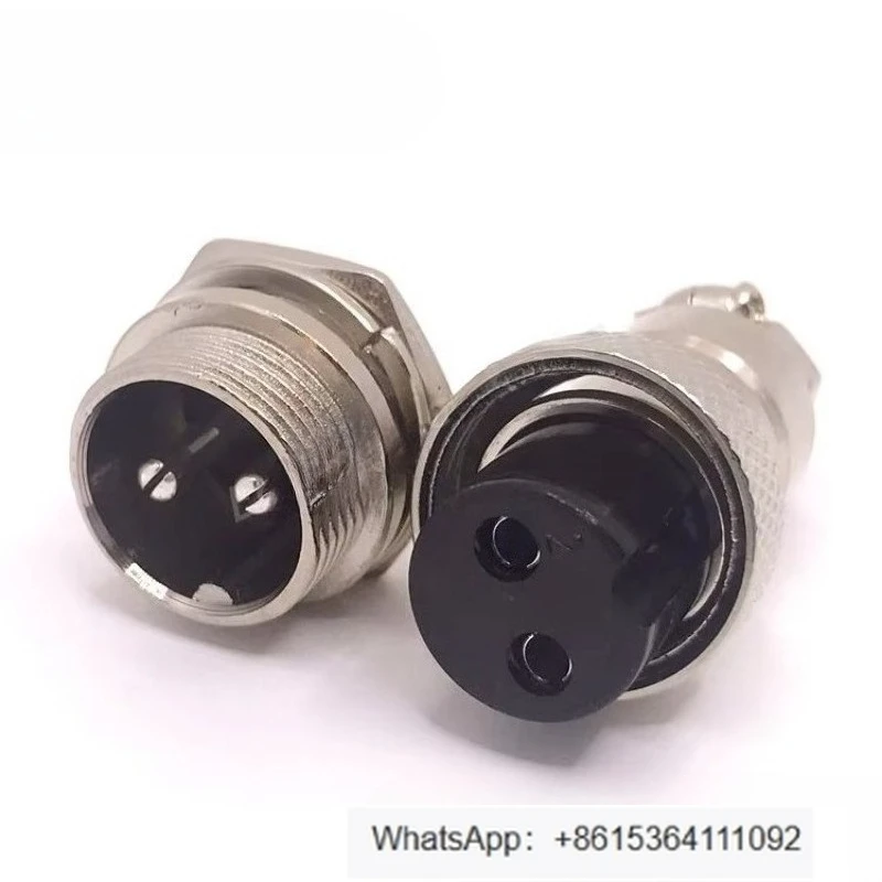 10PCS  GX16 Threaded Aviation Wire Connector GX16-2 Pins Straight Pilot Male Female