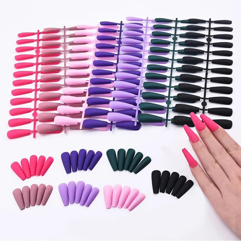 

Nail Length Nail Wear Set 168 Pieces Frosted Solid Color Nail Patches Fake Nail Matte Nail Patch Nail Strips