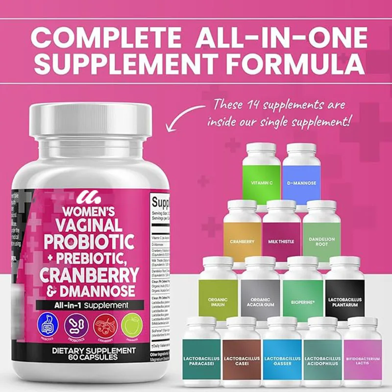 Female probiotics+prebiotics 20 billion cranberry pills - containing mannose - health supplement vitamins