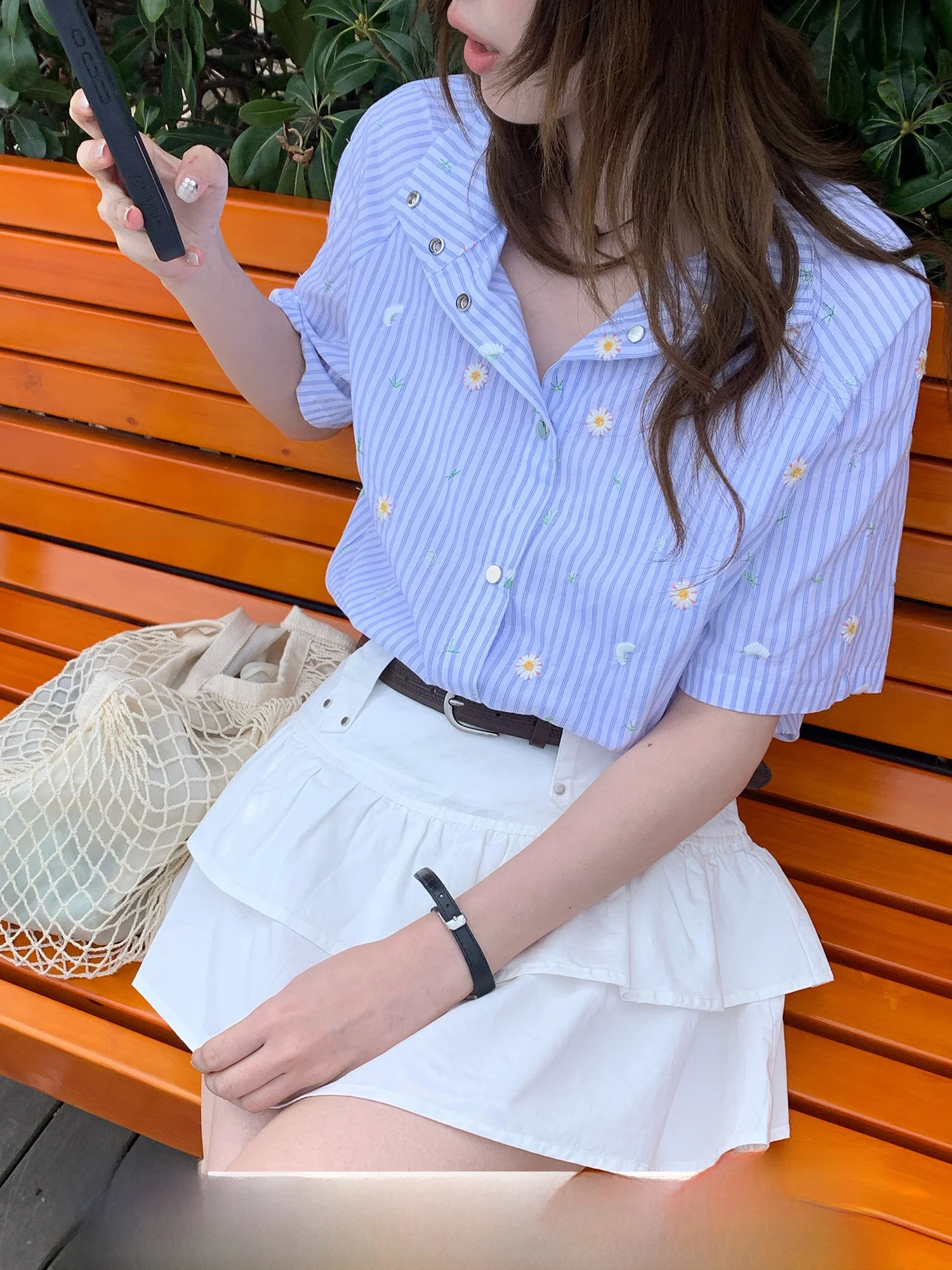 

Женская хлопковая рубашка с коротким рукавом и воротником «Дейзи», в полоску, на одной пуговице, свободного кроя, для защиты от солнца, лето 2026