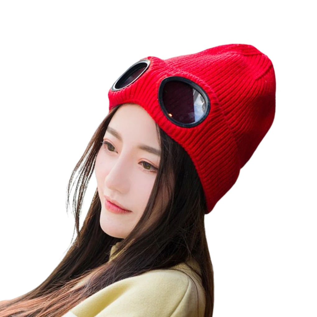 Winter Warm Hat Knitted Hats Multi-function Caps with Glasses Accessories