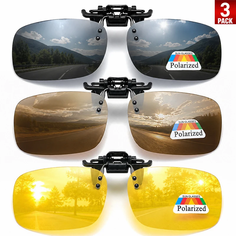 1/3 Stück polarisierte Clip-On-Sonnenbrillen für Männer und Frauen, hochklappbare Überbrillen für Sport, Angeln, Fahren, Wandern, Radfahren, UV400 – Detail 9