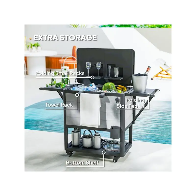 عربة معزولة محمولة للمشروبات والبقالة، مثالية للمناسبات الخارجية والنزهات، سهلة المناورة وخفيفة الوزن