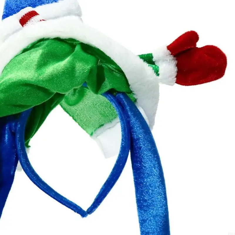 P88A 2x Hands Moving Jumping Hat Christmas Hat Toy Santa Snowman Air Bag Cap for Christmas Halloween Cosplay