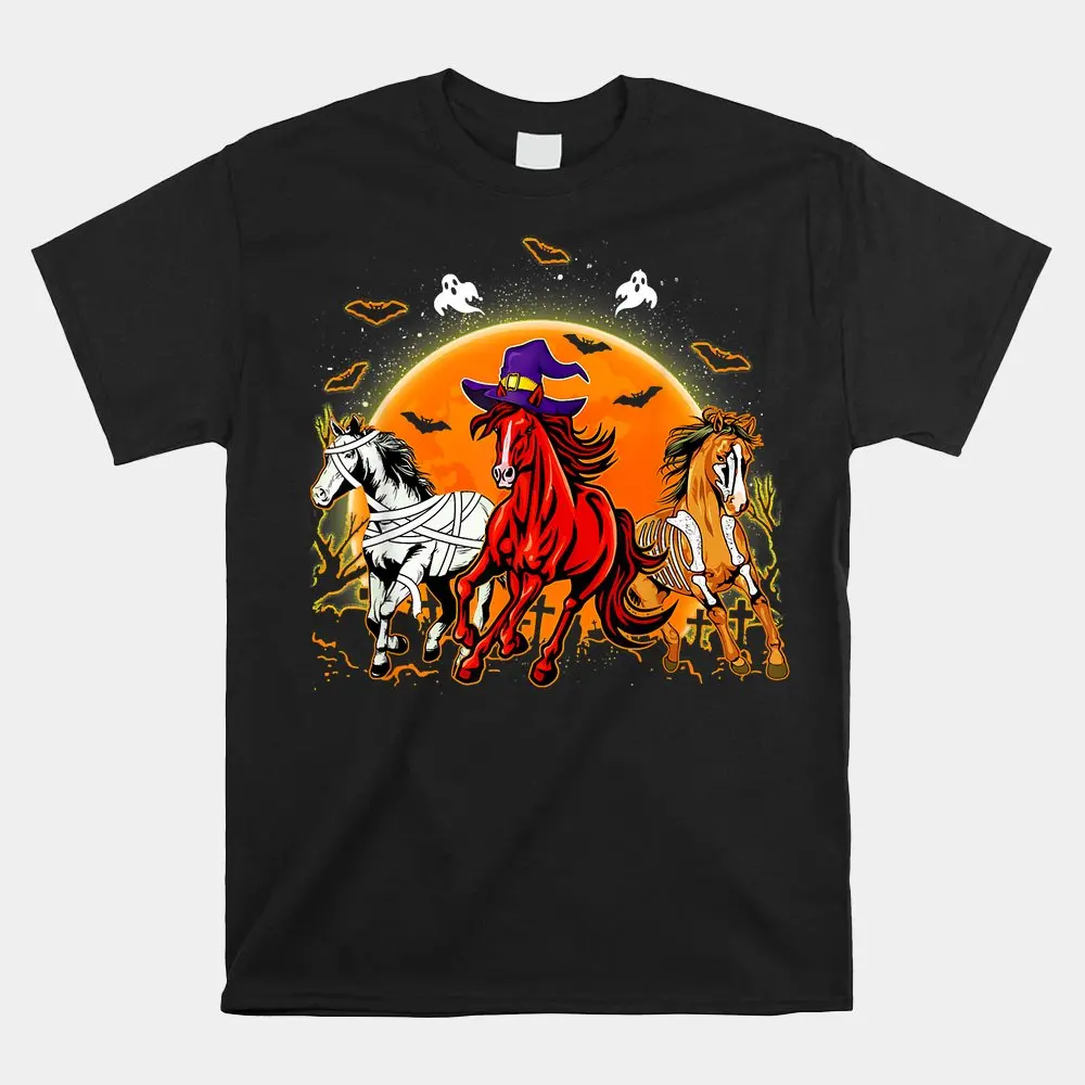 Horse Mummy Witch Pumpkin Halloween Horror Shirt