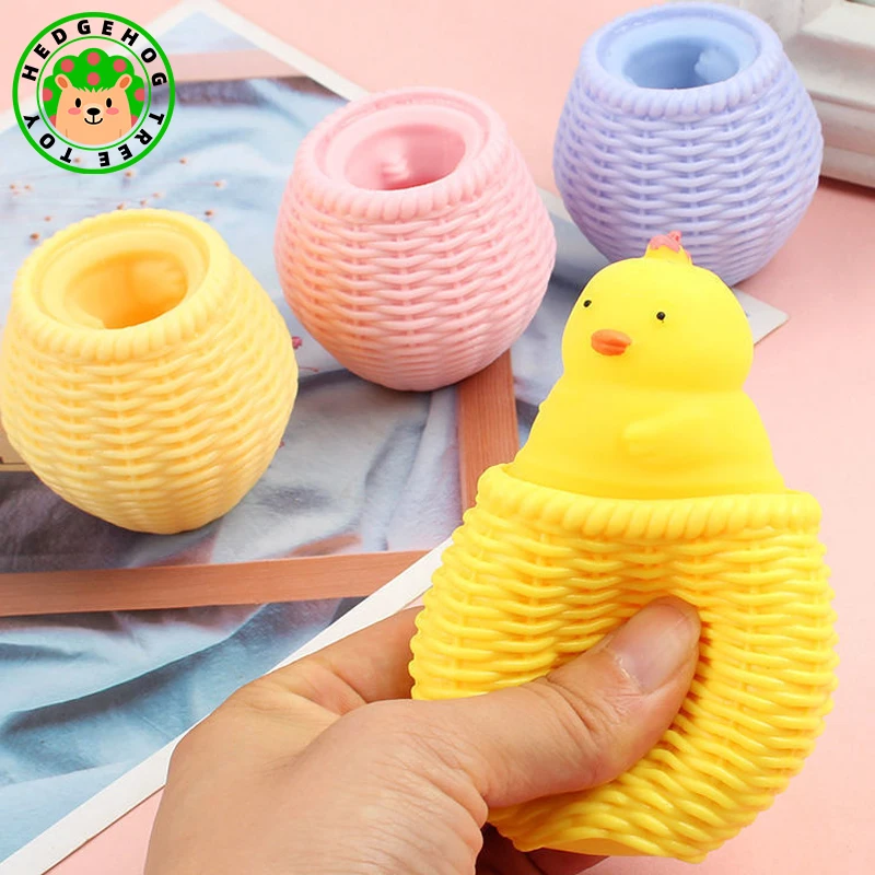 Chick Squishi Toy Squeeze Toys Fidget Decompression Cup Cage Stress Relieve Stress Toy Soft Animals Ball Adult Children Pop It