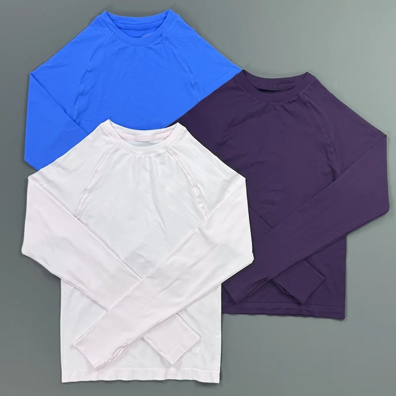 Long Sleeve Gym Top Women Soft Stretchy Slim Fit Yoga Shirt Seamless Quick Dry Clothes Athletic Running Workout Crop Tops